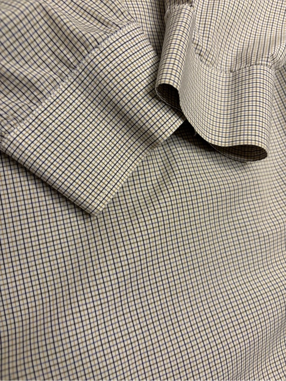 Banana Republic Men's Check Dress Shirt in Beige and Navy